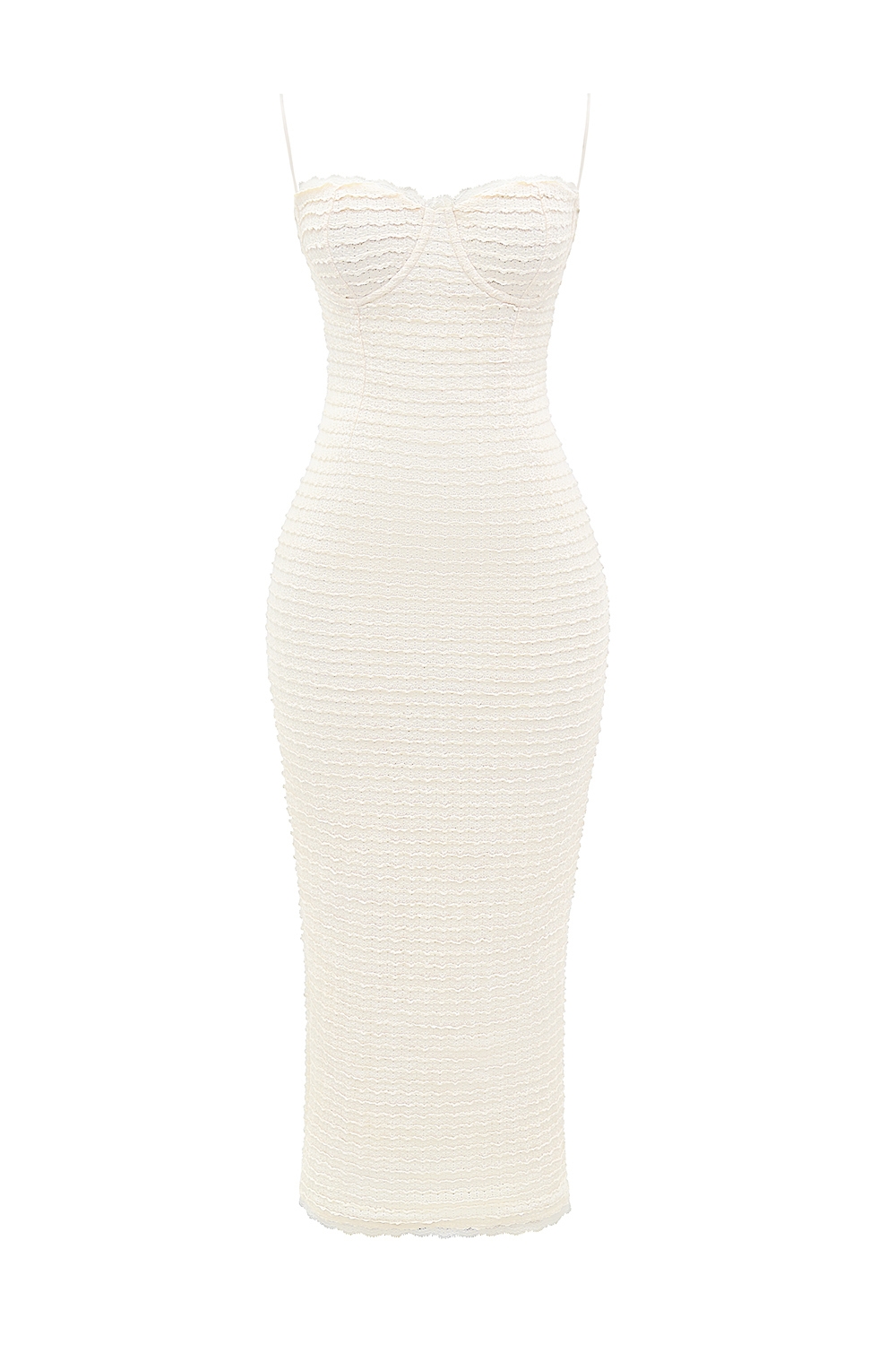 Elinor-Cream Tea Frill Lace Midi Dress