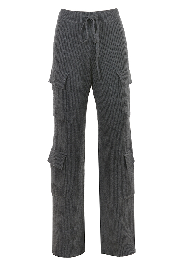 Tea-Charcoal Knitted Utility Trousers - SALE
