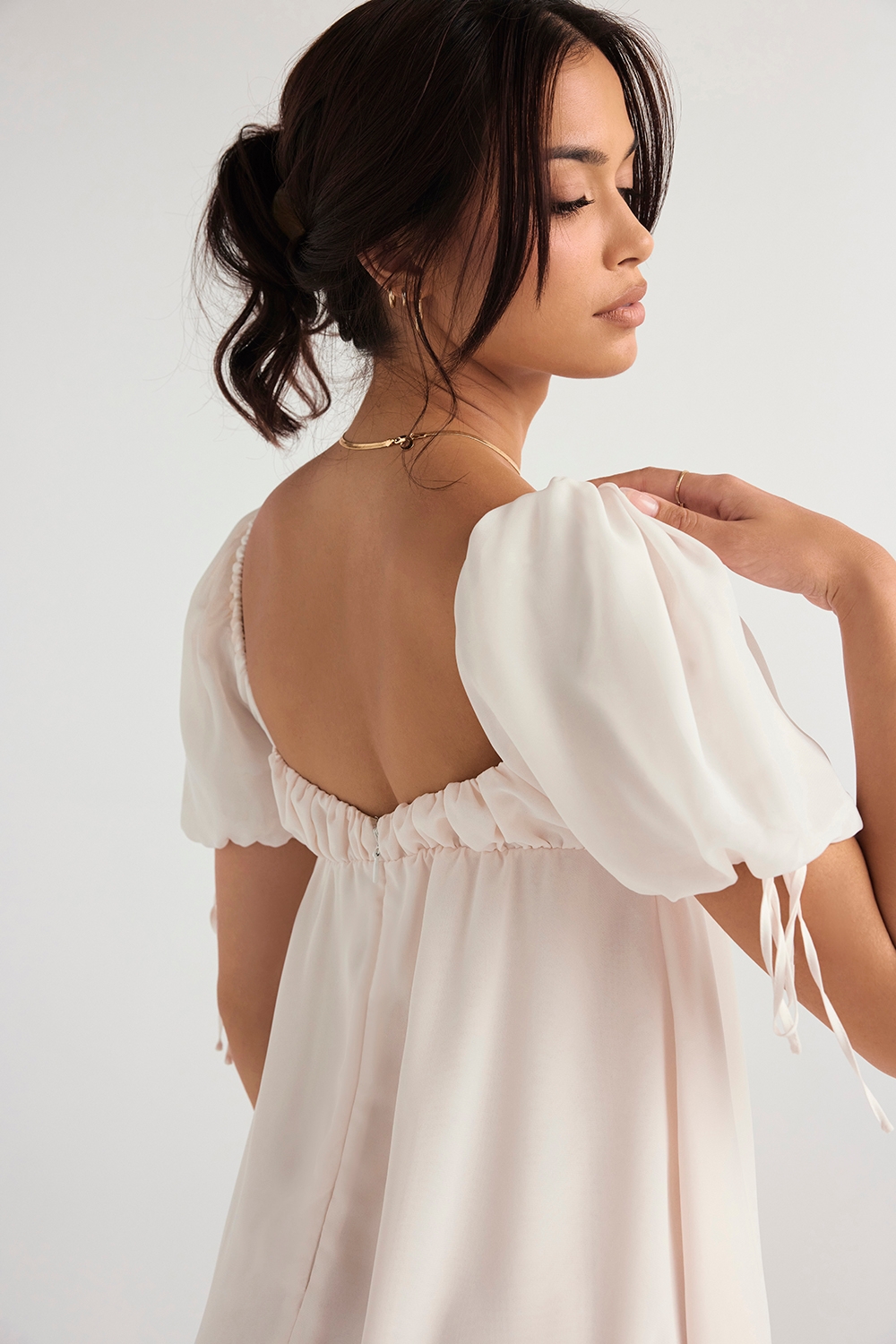 Princess-Ivory Georgette Mini Dress - SALE