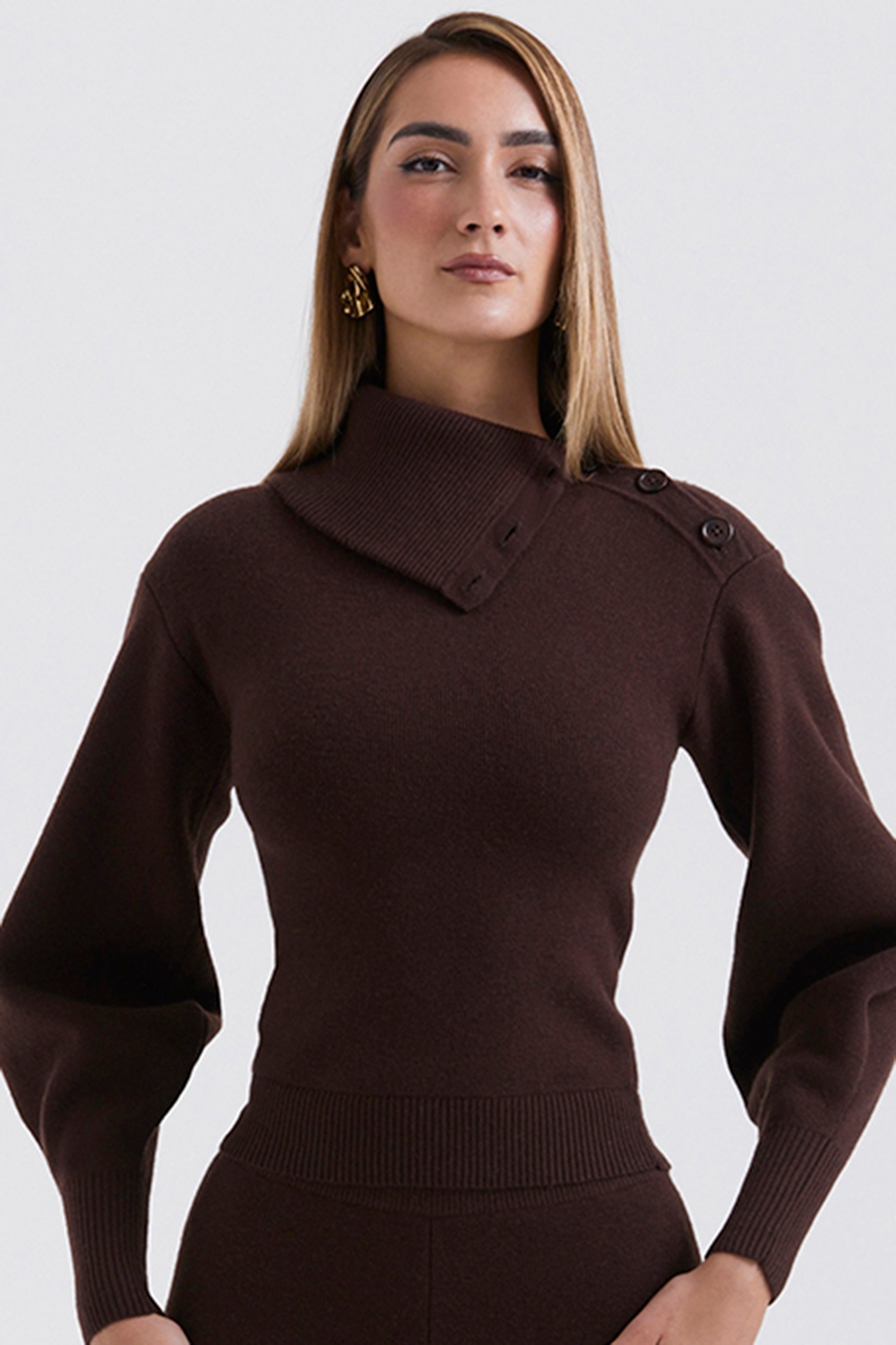 Adelita-Chocolate Cashmere Blend Sweater - SALE