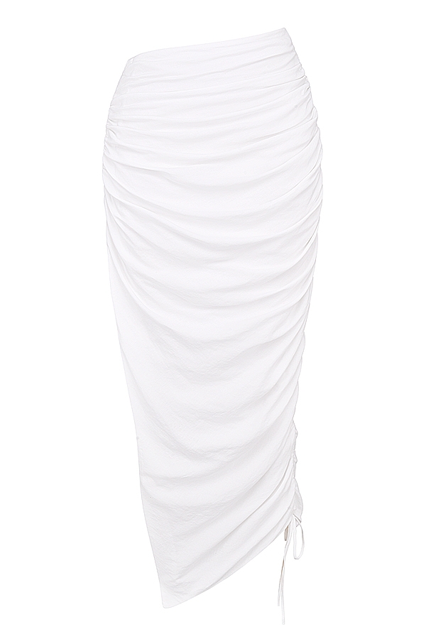 Loie-White Gathered Maxi Skirt