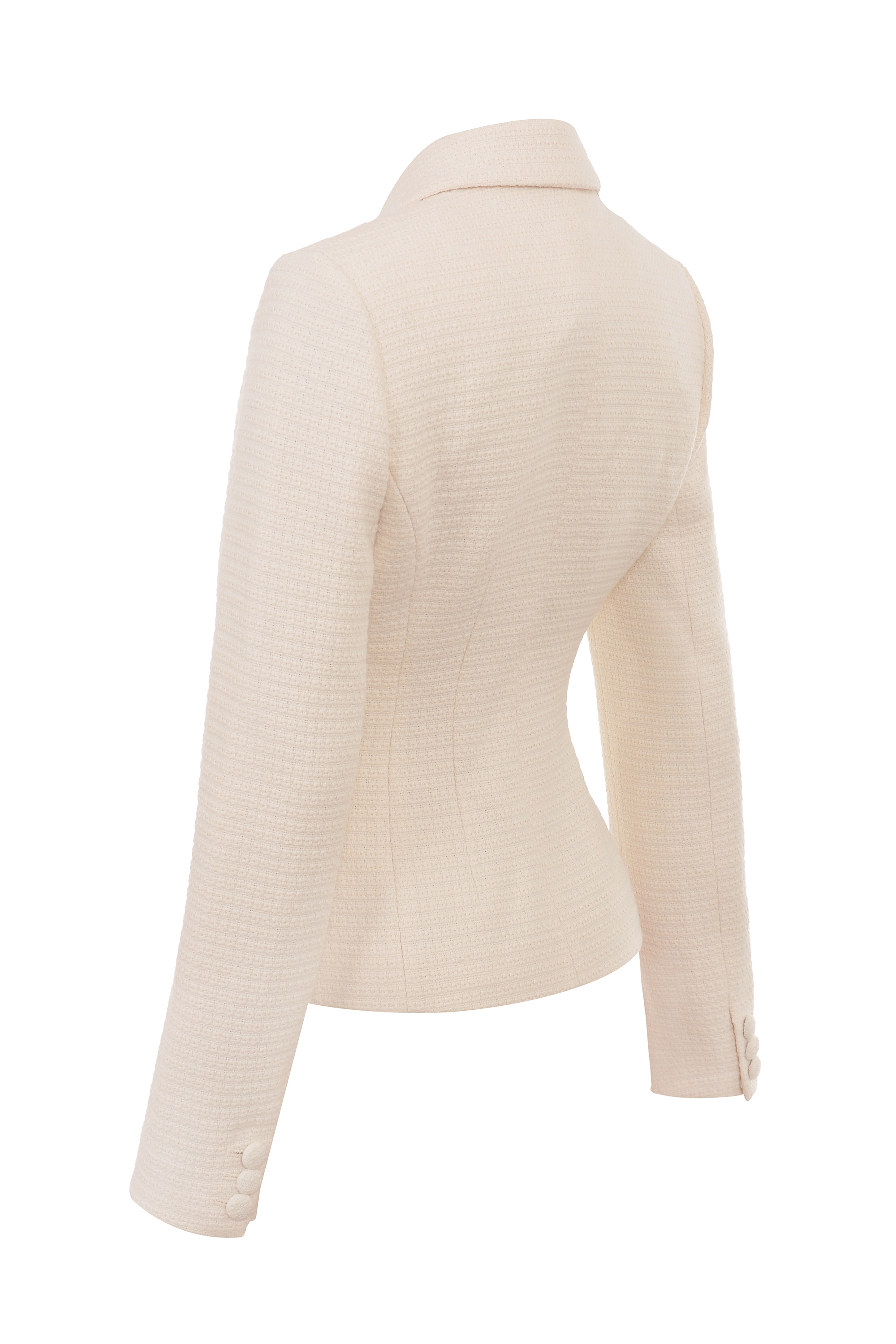 Misha-Cream Boucle Button Front Blazer