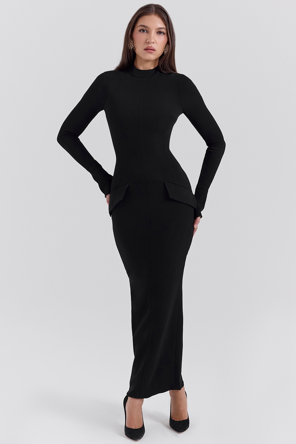 Marie-Louise-Black Turtleneck Maxi Dress