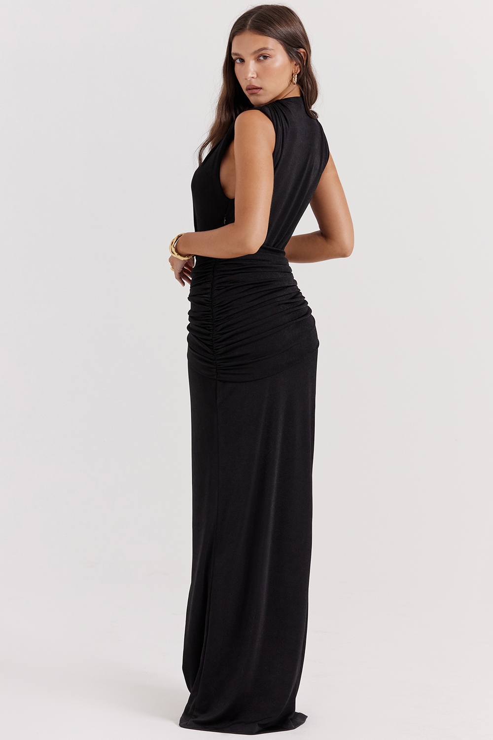 Larelle-Black Plunge Maxi Dress
