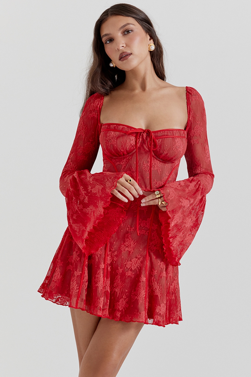 Analissa-Scarlet Lace Corset Dress