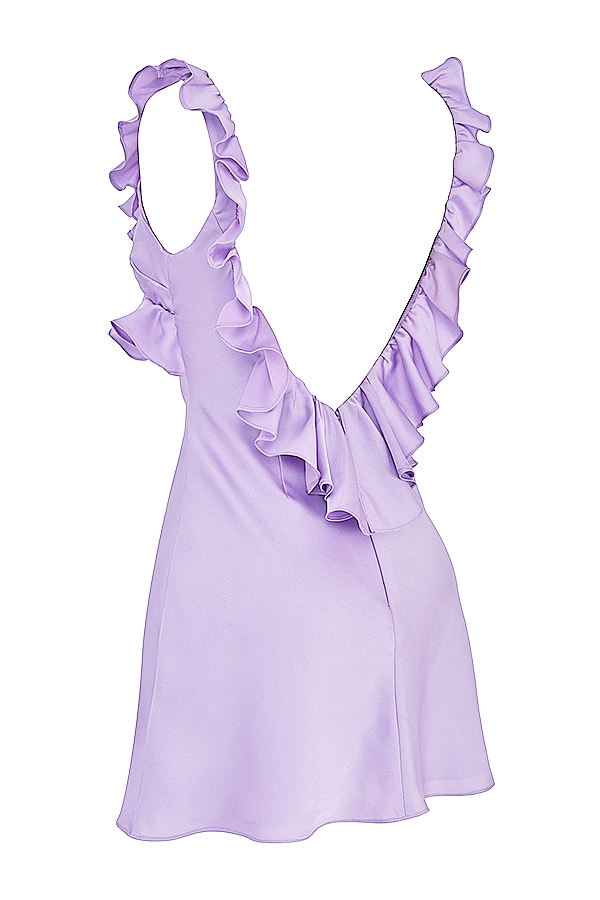 Tink-Orchid Satin Ruffle Mini Dress