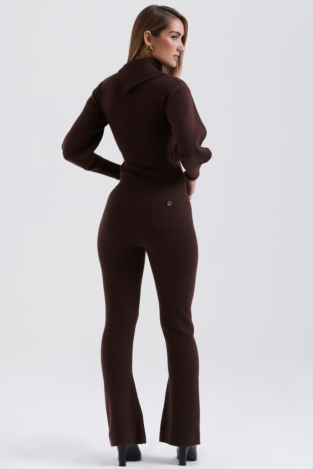 Nereida-Chocolate Cashmere Blend Trousers - SALE