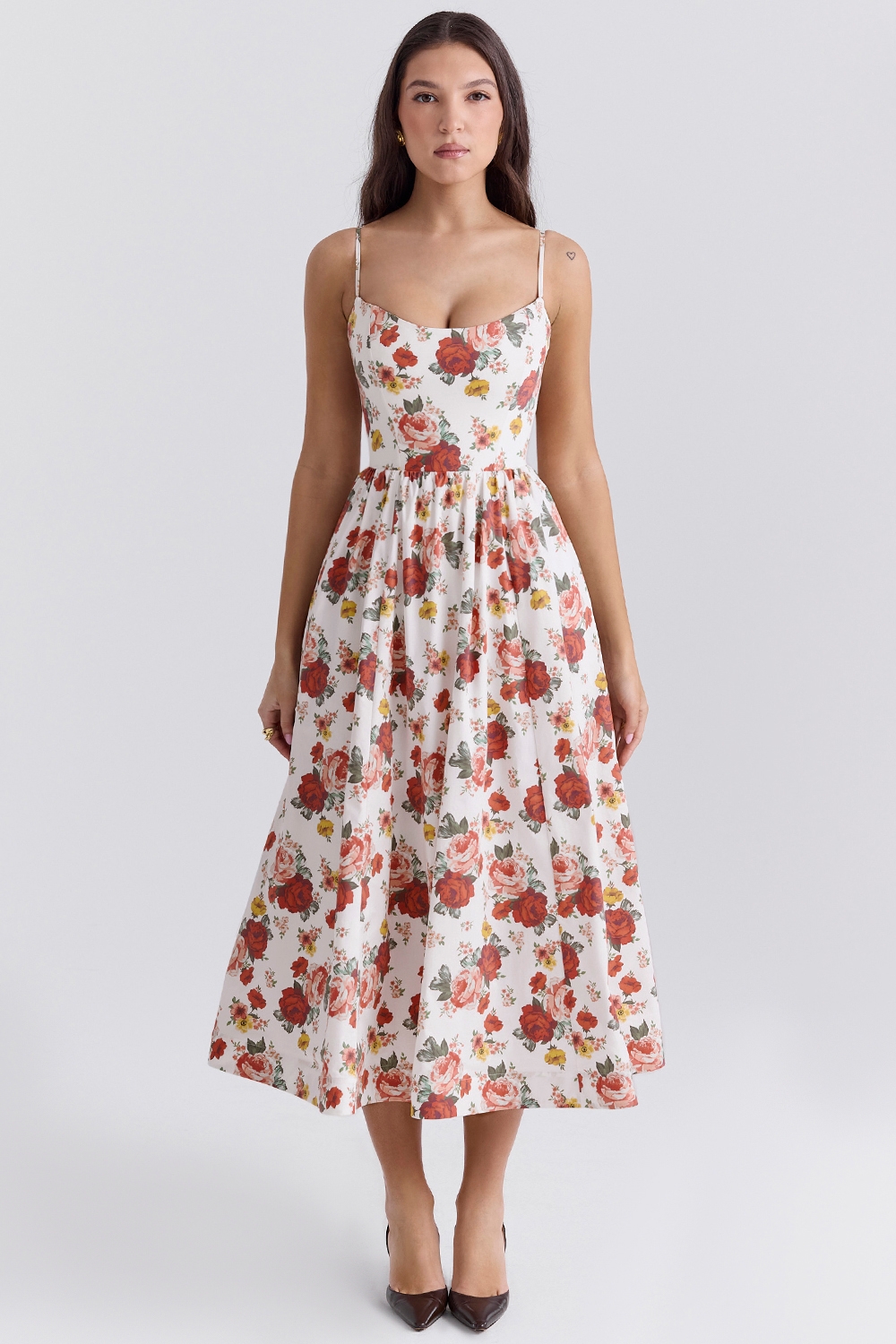 Lolita-Italian Rose Print Cotton Corset Sundress