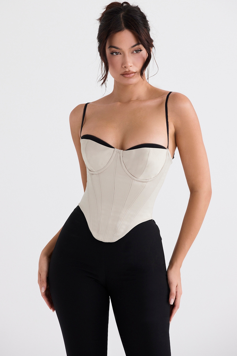 Luette-Beige Satin Underwired Corset