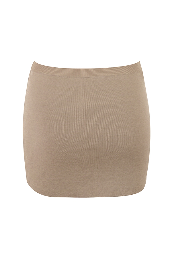 Mariella-Taupe Knit Mini Skirt - SALE