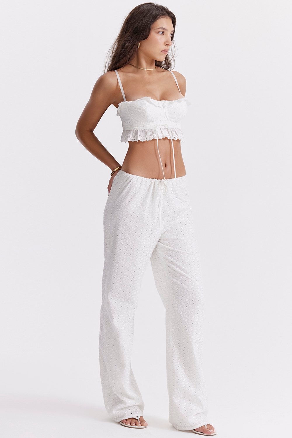 Frankie-White Broderie Anglais Trousers