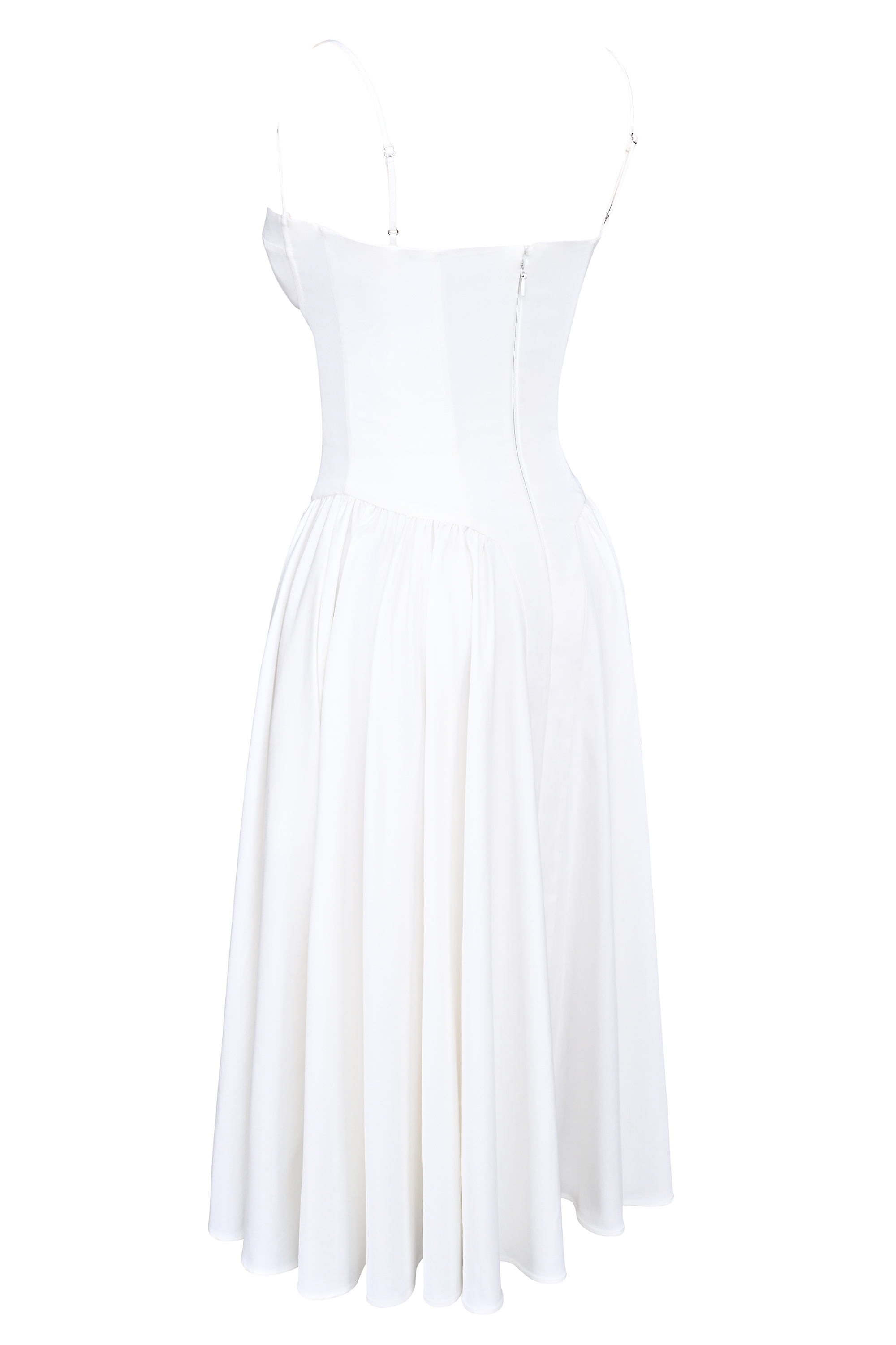 Samaria-White Corset Midi Dress