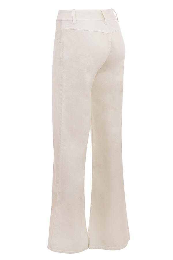 Marli-Ivory Wide Leg Flared Jeans