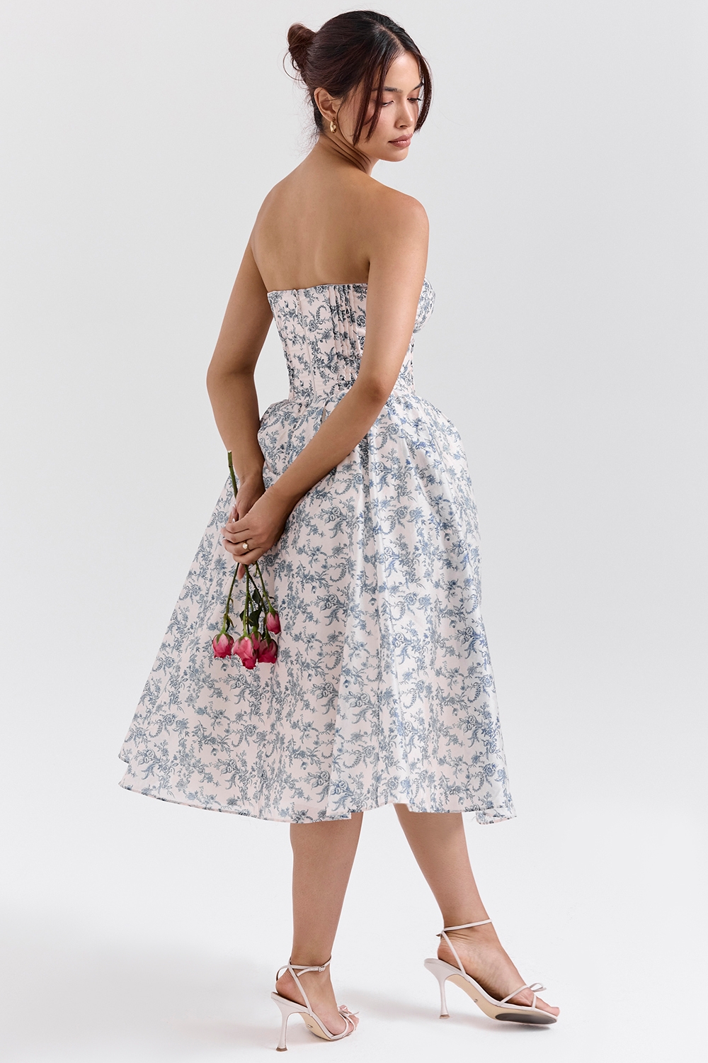 Bennett-English Porcelain Print Strapless Sundress