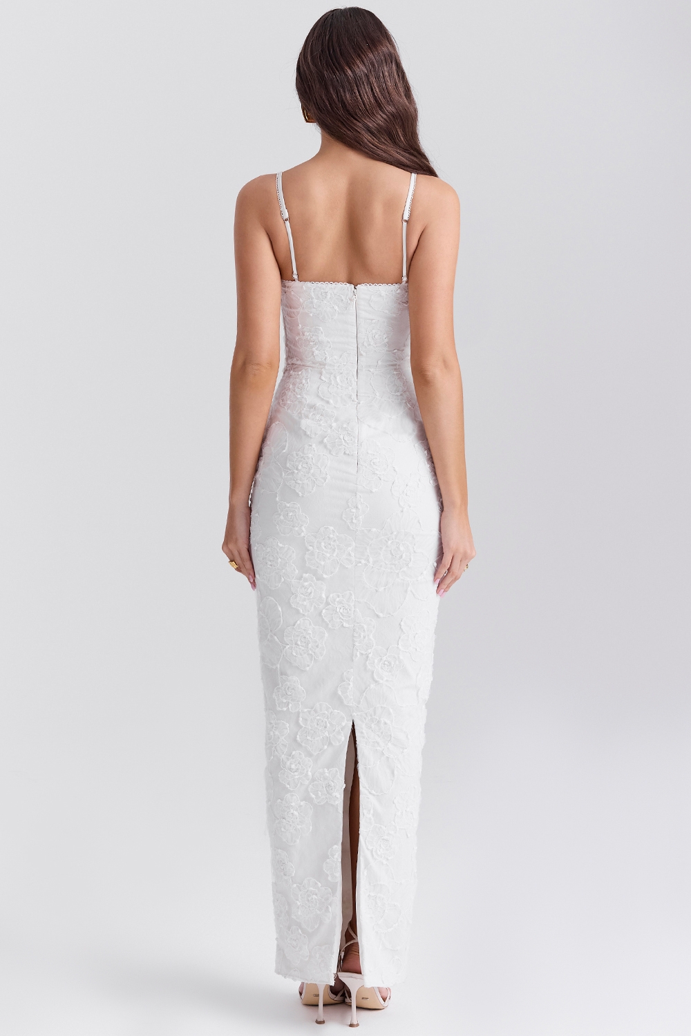 Eva-White Floral Lace Maxi Dress