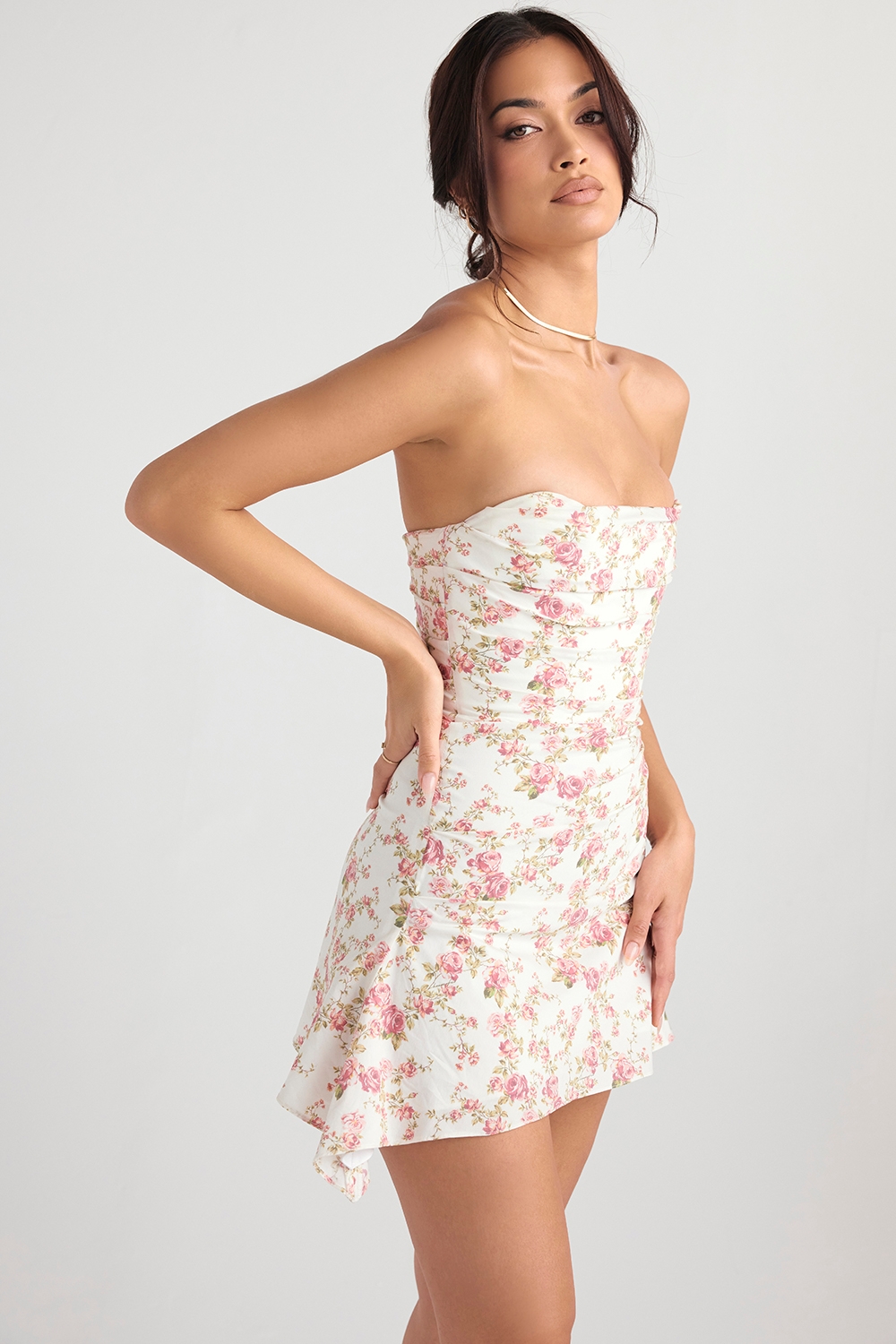 Jasmine-Rose Print Draped Corset Dress