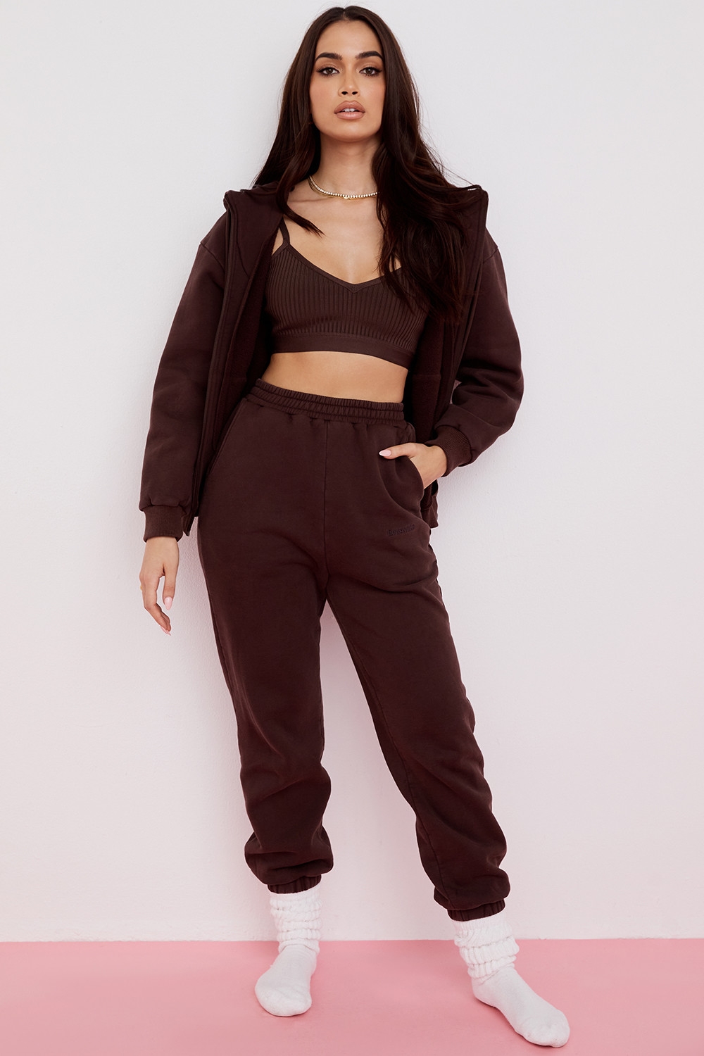 Storm-Chocolate Zip Through Hoodie