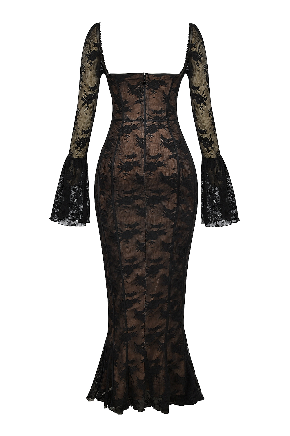 Delilah-Black Long Sleeve Lace Maxi Dress