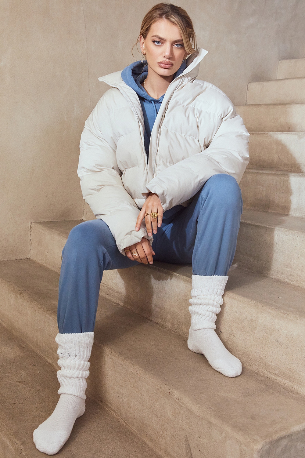 Sky-Azure Fleece Back Jogging Trouser