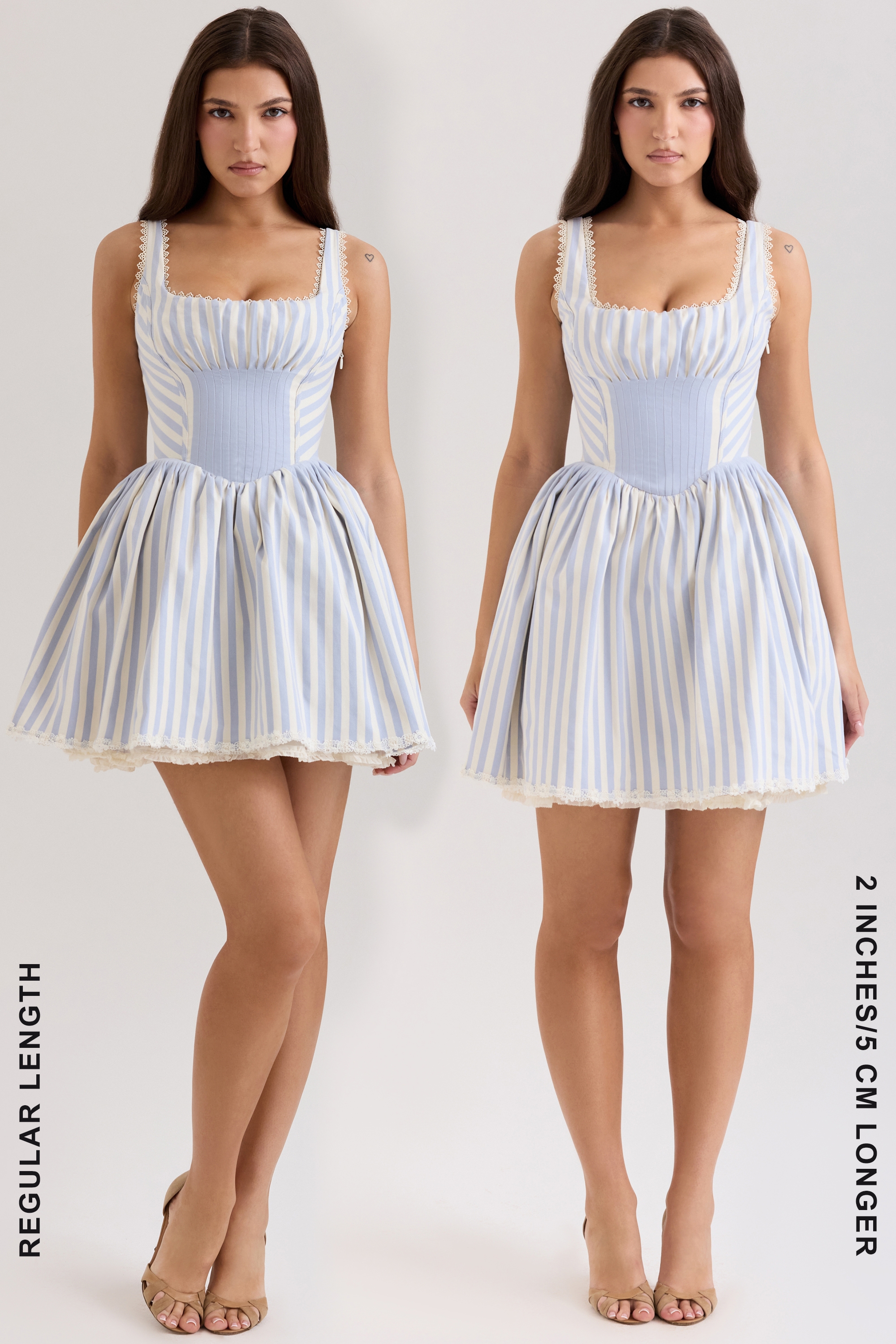 Liesl-Blue Striped Pintucked Mini Dress