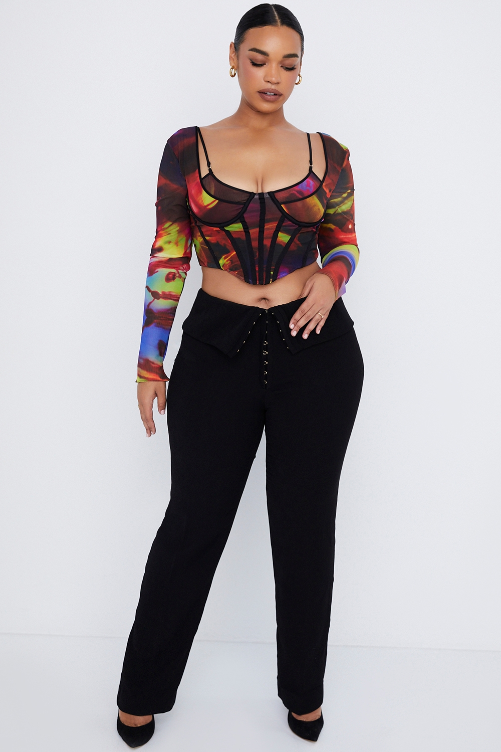 Ava-Black Fold Front Trousers