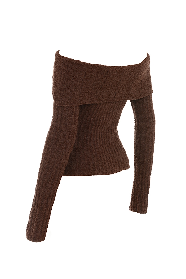 Saffron-Chocolate Soft Boucle Knit Top - SALE