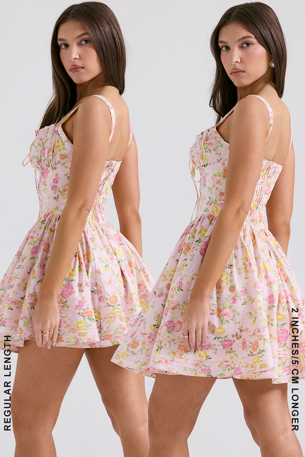 Natassia-Pink Meadow Print Cotton Mini Dress