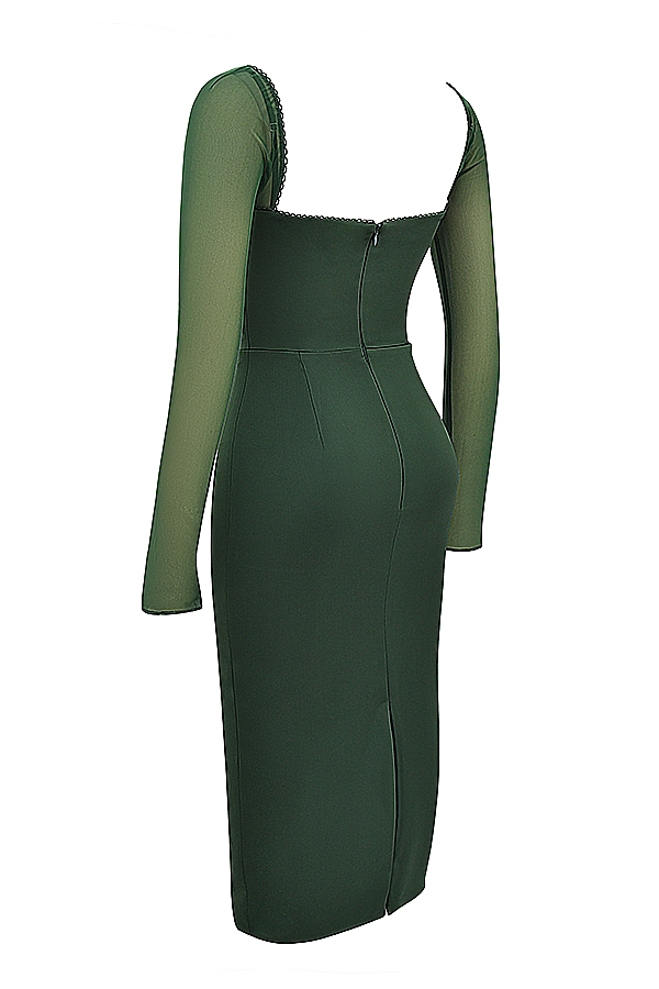 Ellica-Emerald Green Midi Dress