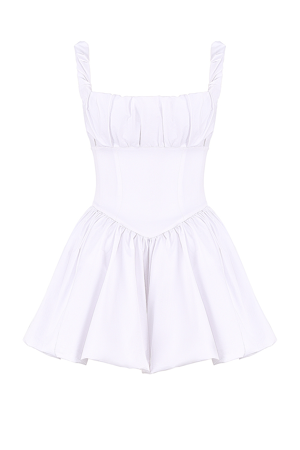 Le Puff-White Cotton Tulle Mini Dress