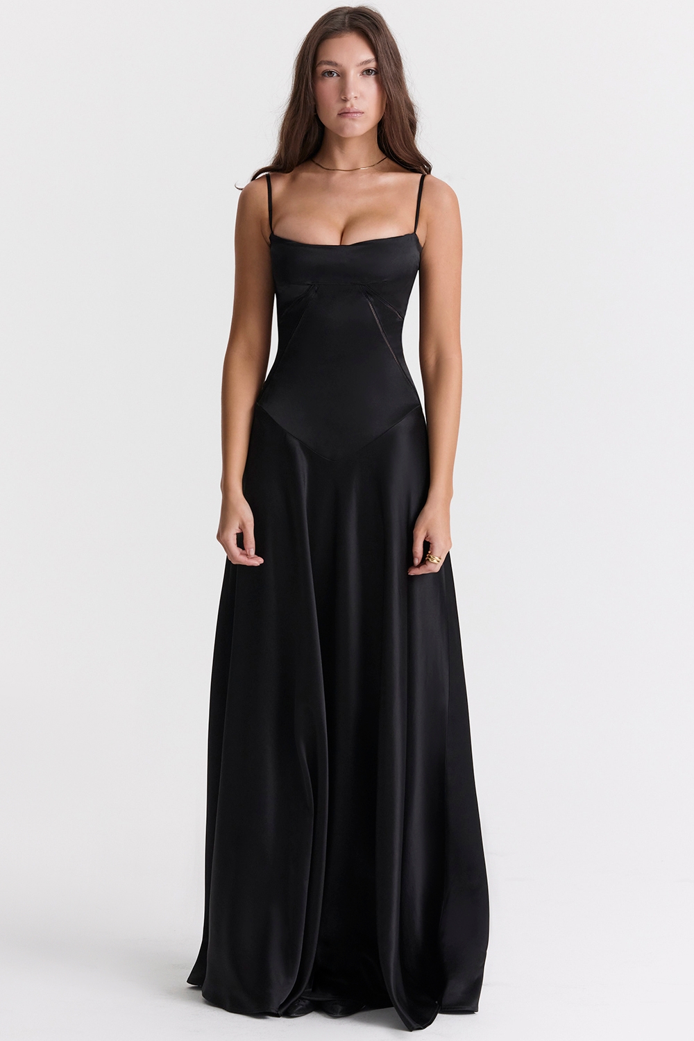Anabella-Black Lace Up Maxi Dress