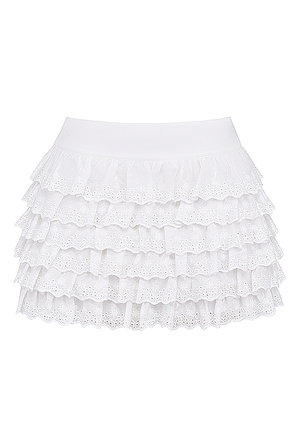 Fifi-White Layered Mini Skirt