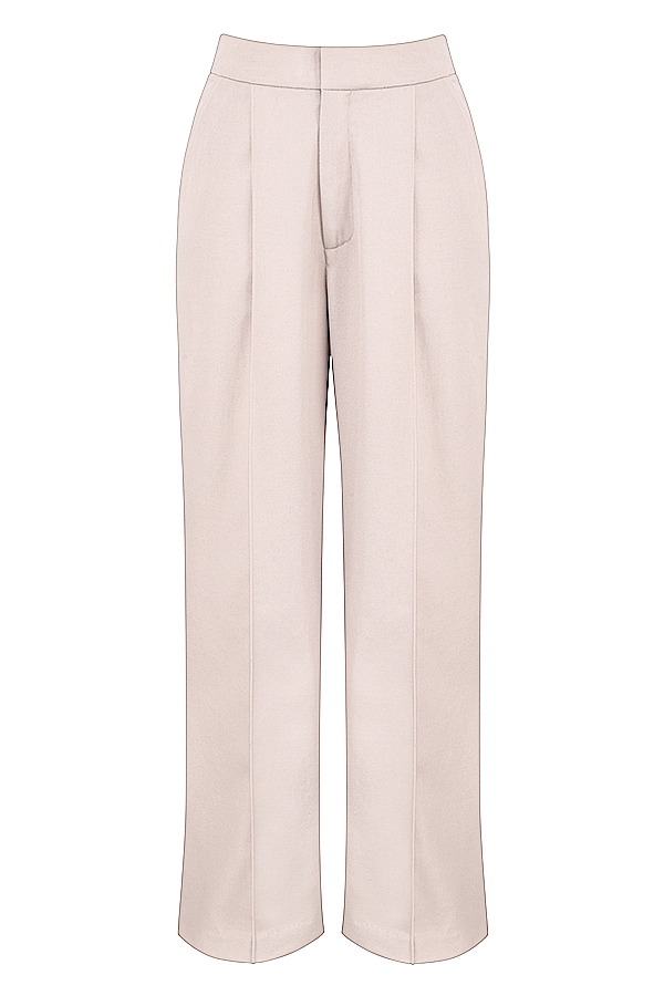 Alivia-Beige Loose Fit Trousers
