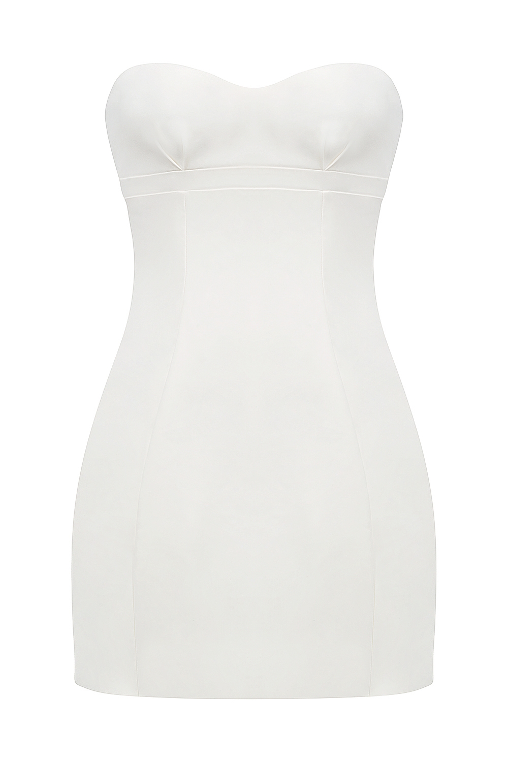 Mimi-White Strapless Twill Mini Dress