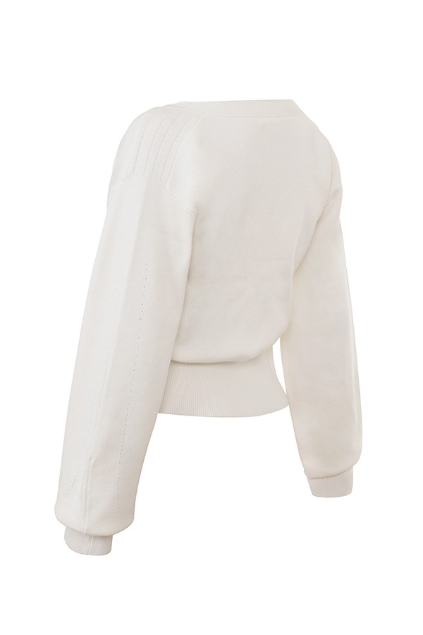 Rowan-Ivory Wool Balloon Sleeve Wrap cardigan