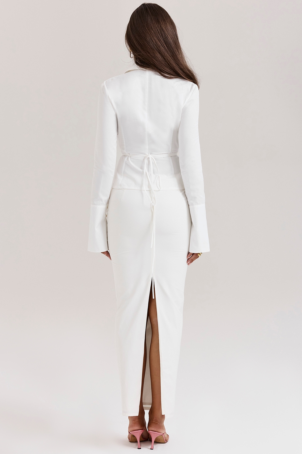 Eden-White Cotton Twill Maxi Skirt