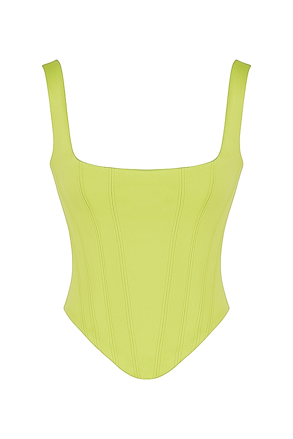 Rafa-Lime Satin Longline Corset
