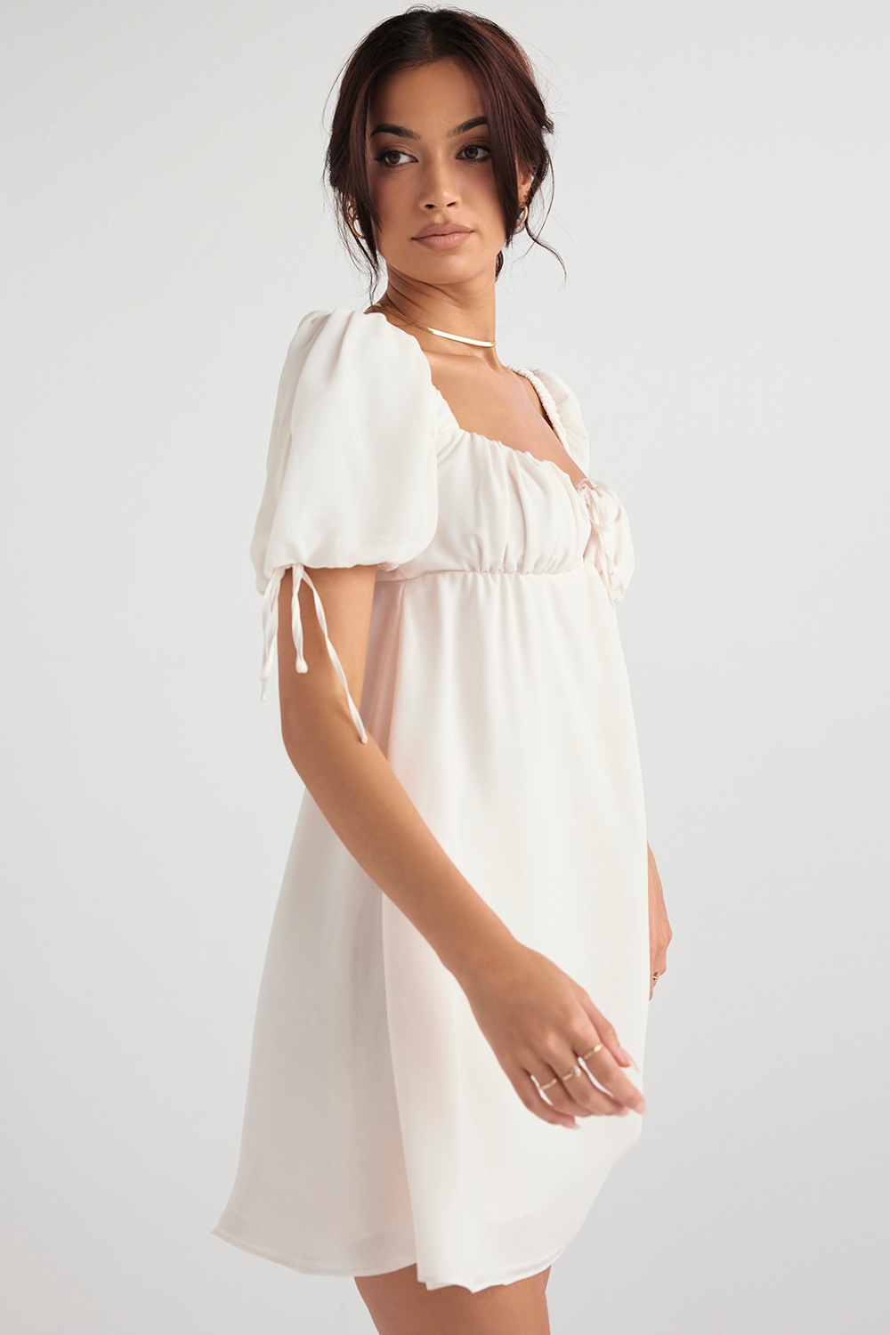 Princess-Ivory Georgette Mini Dress - SALE