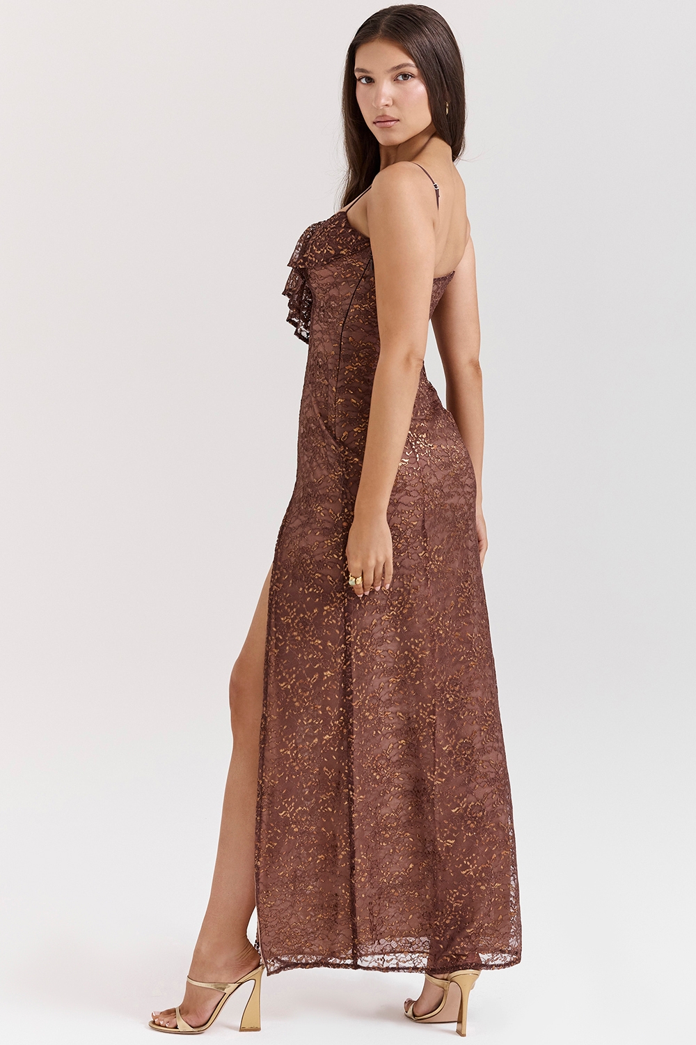 Lucianna-Espresso Lace Maxi Dress