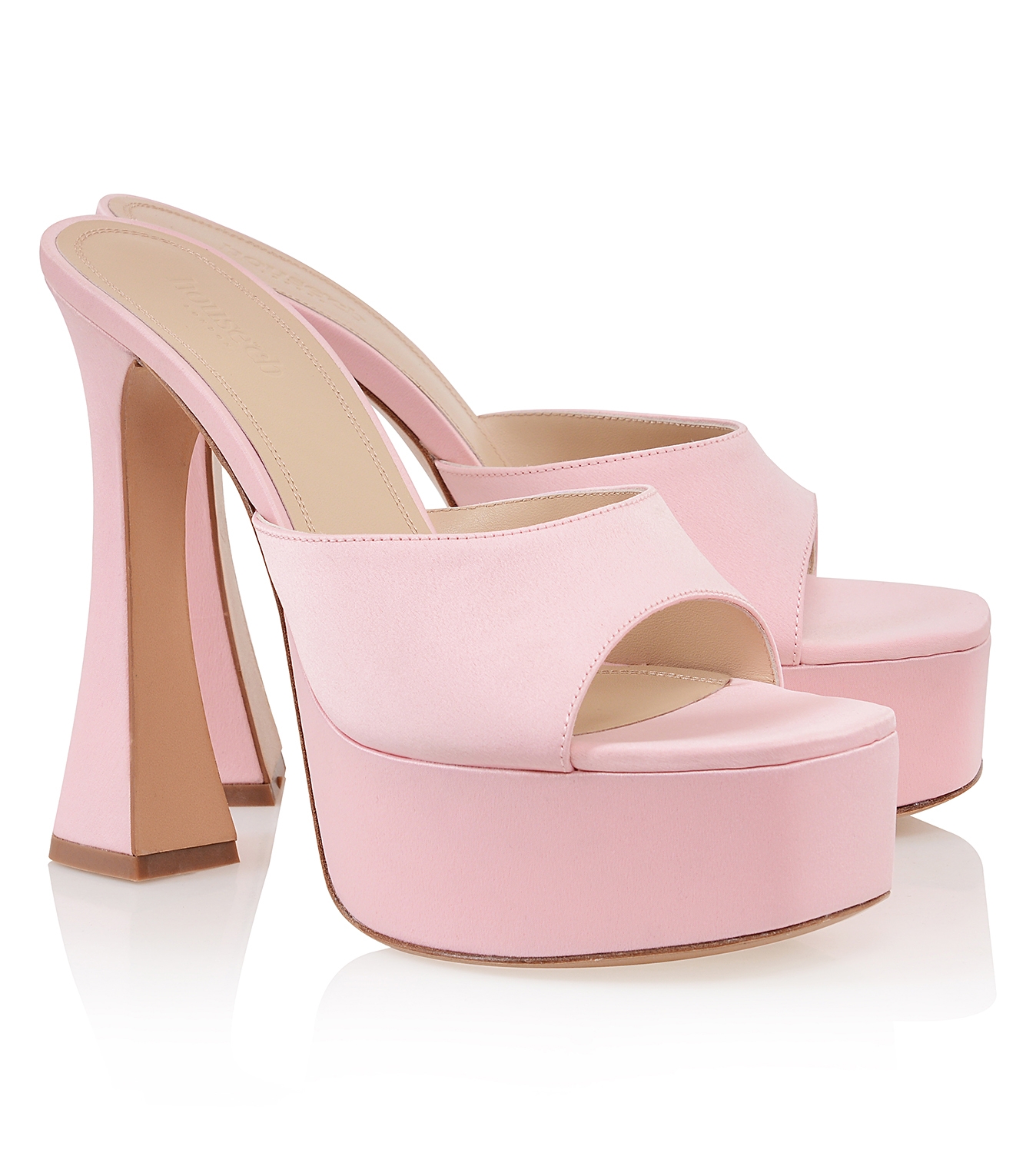 Alessandra-Pink Satin Platform Mules - SALE