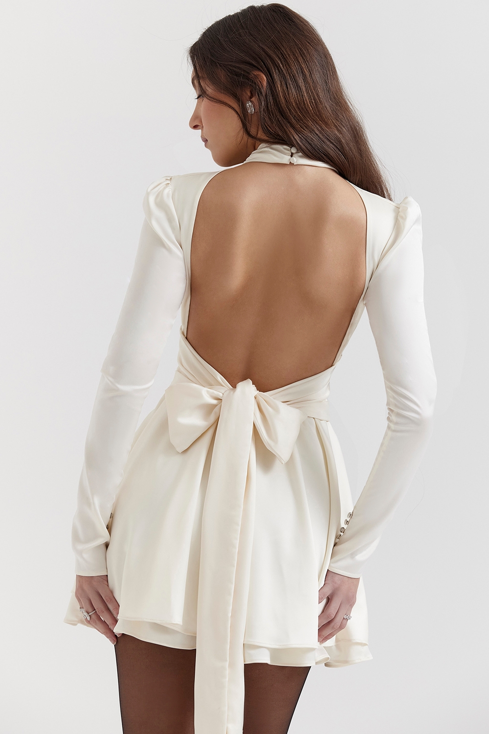 Aryana-Ivory Bow Mini Dress