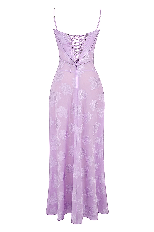 Seren-Orchid Floral Lace Back Maxi Dress