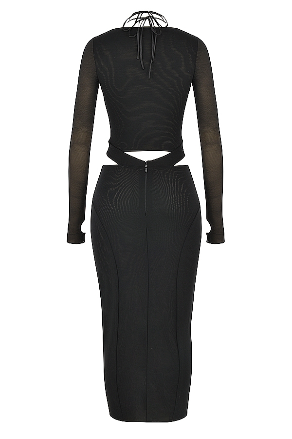 Marina-Black Cutout Midi Dress