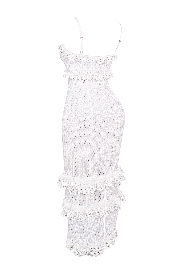 Eve-White Broderie Maxi Dress