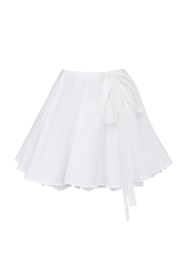 Nahla-White Bow Mini Skirt