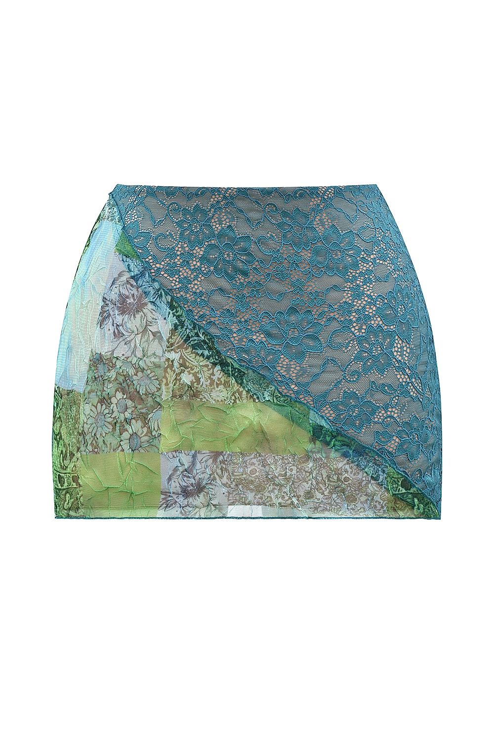 Mistress Rocks Ocean Teal Panelled Mini Skirt - SALE