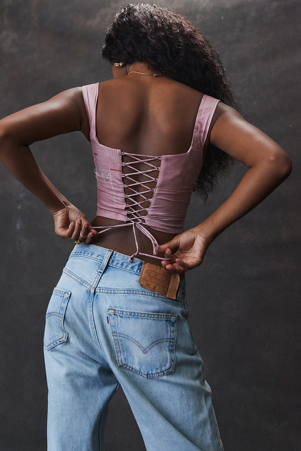 Una-Pink Print Corset