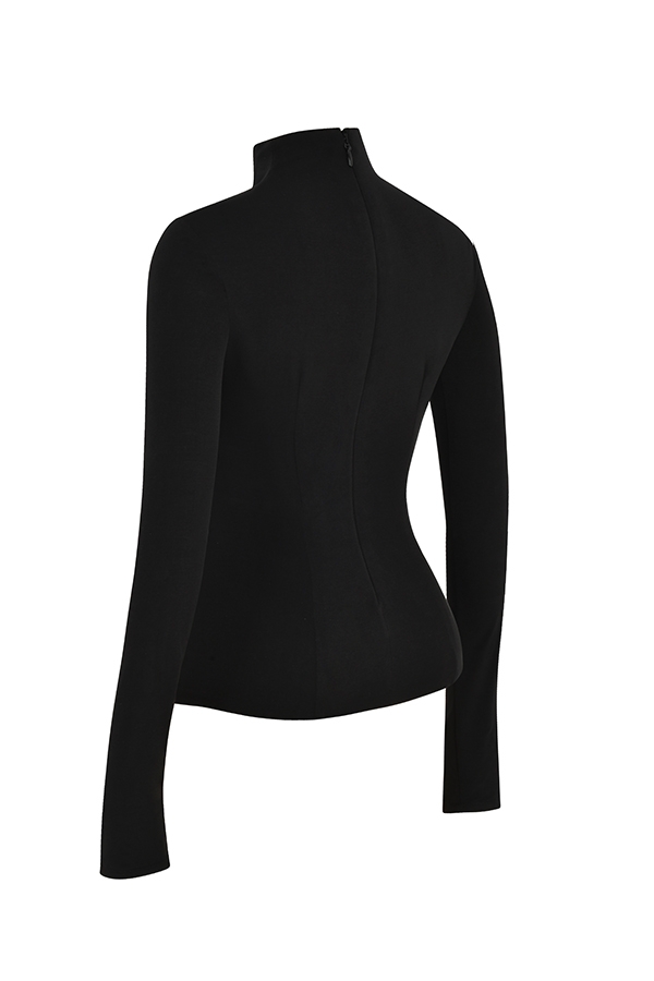 Lori-Black Crystallised Lace Up Top