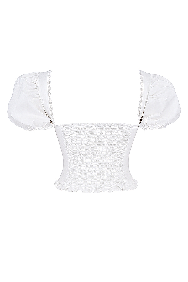Samaya-White Gathered Top