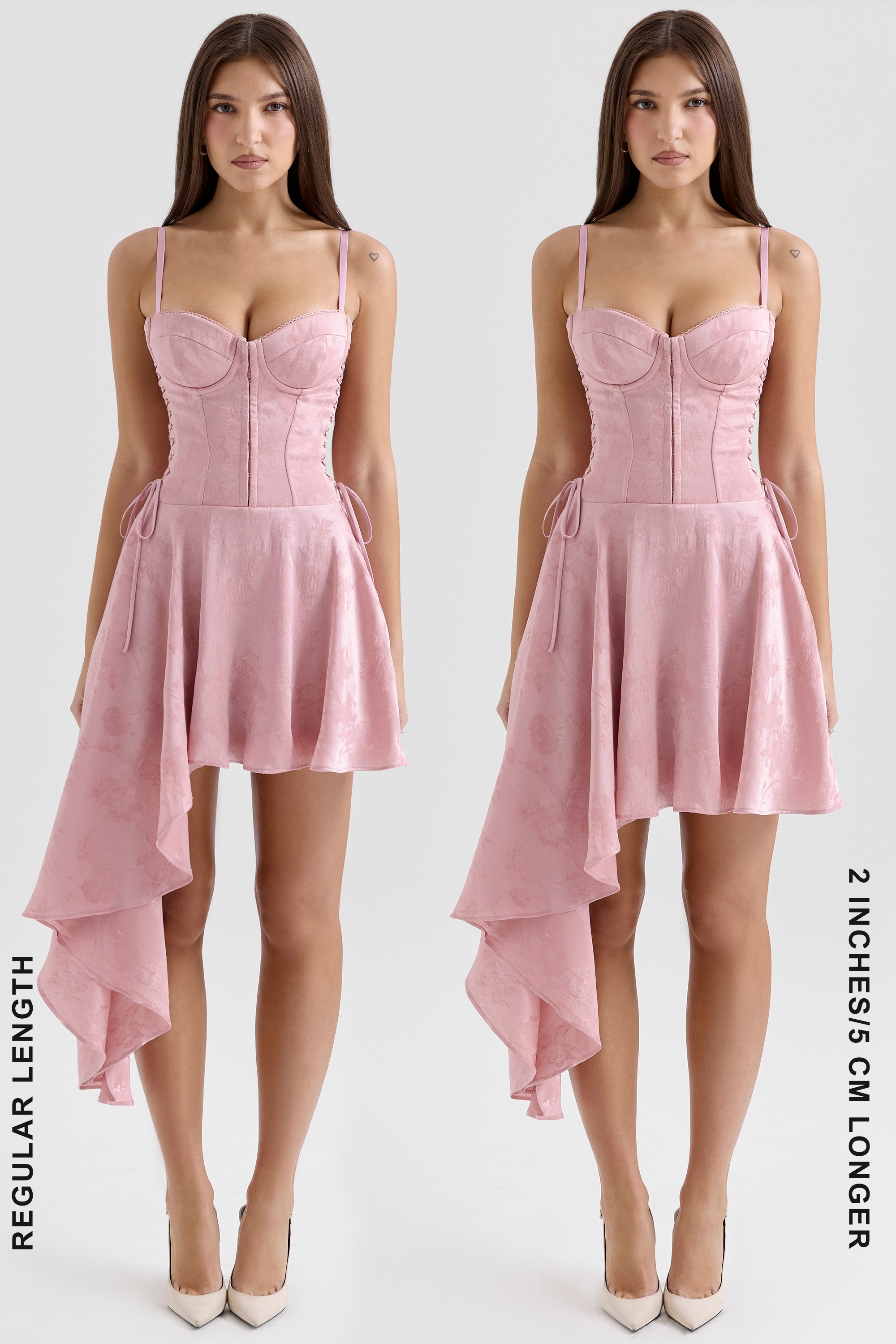 Lola-Pink Jacquard Draped Mini Dress