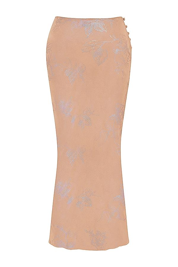 Dyana-Shimmer Cafe Au Lait Bias Cut Maxi Skirt